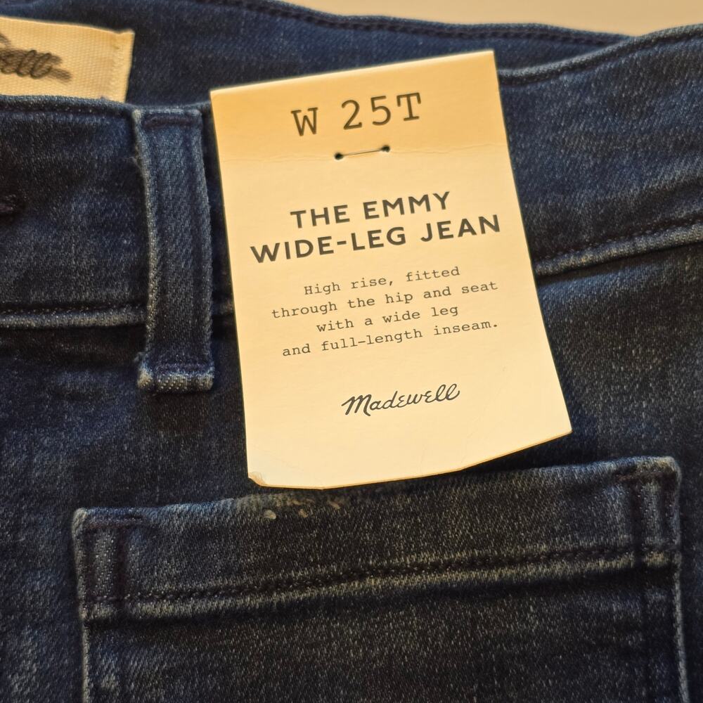 Madewell Jeans Womens Size 25T Blue The Tall Emmy Wide Leg High Rise Stretch NWT - Picture 6 of 14